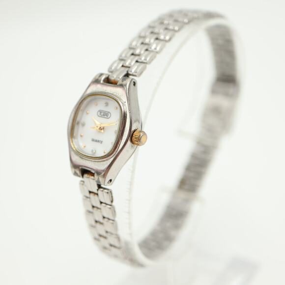 Vintage Tozai Japan Silver Tone Womens 18mm White Oval Watch w New Battery - Picture 8 of 11